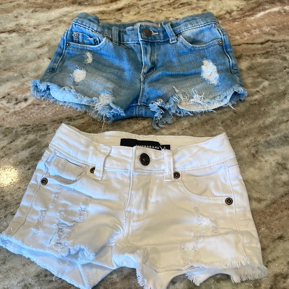 Denim distressed shorts for kids